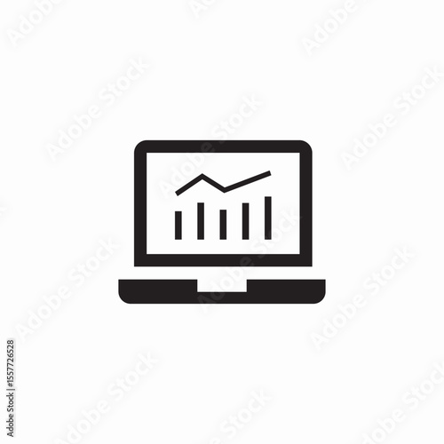 laptop statistics icon sign vector