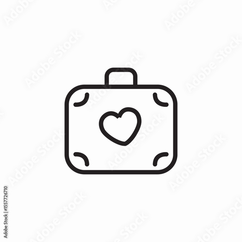 luggage heart stamp icon sign vector
