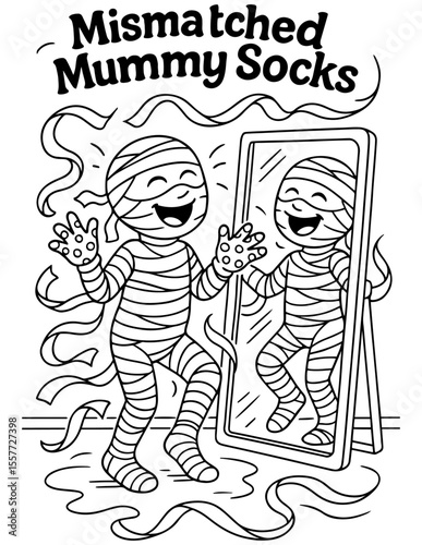Mismatched Mummy Socks Halloween Coloring Page