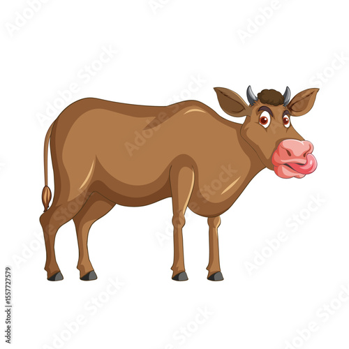 Brown Cow Illustration: Adorable brown cow standing gracefully.