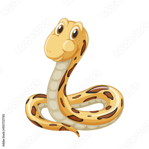 Cute Cartoon Snake: An adorable cartoon snake illustration, embodying friendliness and playfulness with vibrant colors and captivating design, perfect for educational content or charming graphics.
