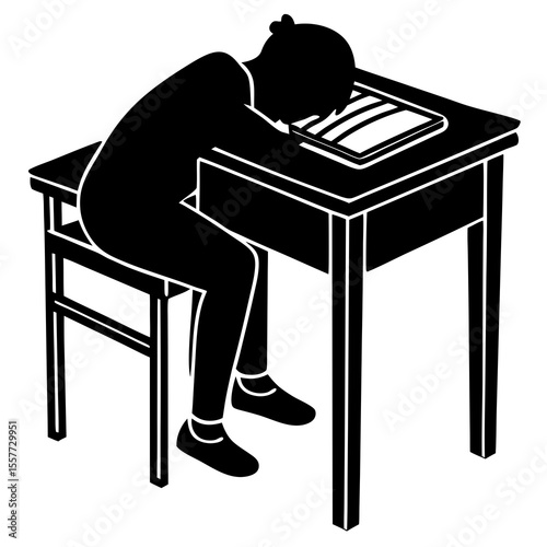 Vector art of a student sleeping on their desk during class
