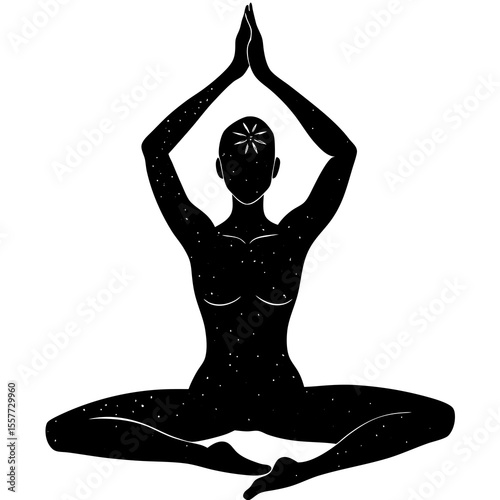 Vector art of a woman in a peaceful yoga pose
