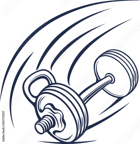 Dynamic vector logo design featuring a stylized kettlebell in vibrant red and blue perfect for fitness brands and gyms