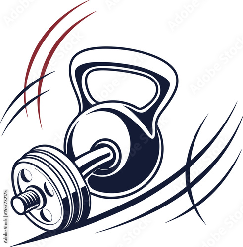 Dynamic vector logo design featuring a stylized kettlebell in vibrant colors perfect for fitness brands gyms and sports apparel