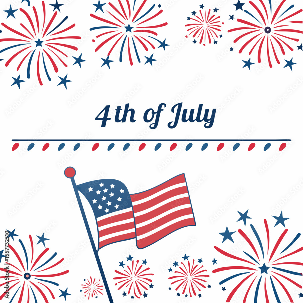 Obraz premium 4th of July border, USA banner, fireworks pattern background 