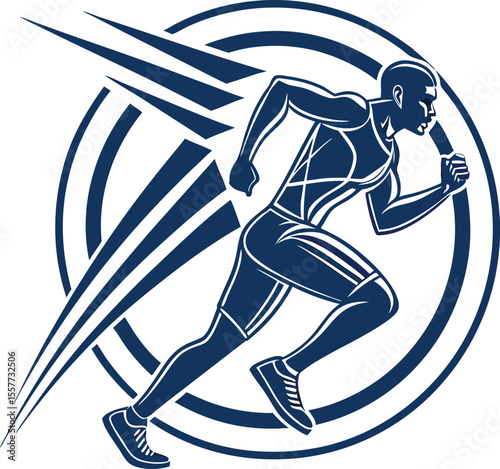 Dynamic runner icon representing fitness sports and athletic achievement perfect for health and wellness branding and design projects