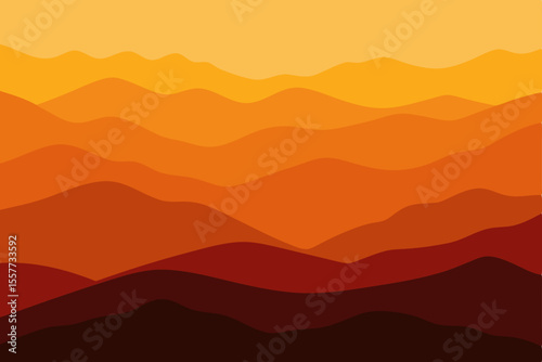 ayered hills under a dramatic golden sunset sky