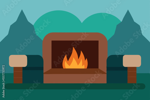 fireplace with burning logs
