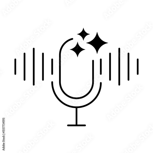 AI Generated Audio Vector icon. Sound Creation, AI Audio Generation, Speech Synthesis, Audio Editing, Digital Sound Design, Automated Music Creation. Outline style.