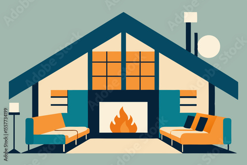 vector illustration of modern living room