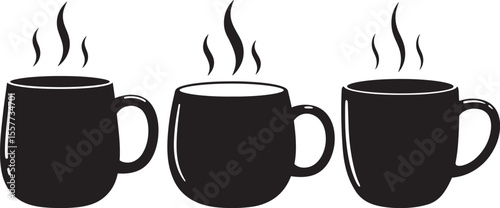 Hot Cocoa Mug Beverage Icon Silhouette Set vector illustration