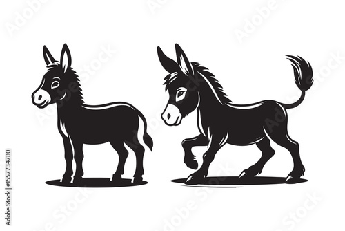 A Cartoon Style Donkey Silhouette vector