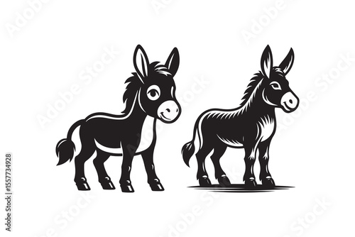 A Cartoon Style Donkey Silhouette vector