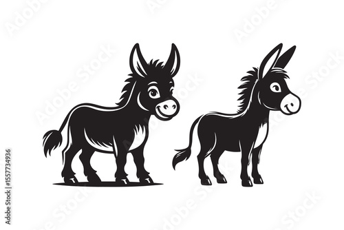A Cartoon Style Donkey Silhouette vector