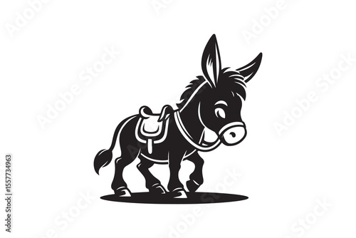 A Cartoon Style Donkey Silhouette vector