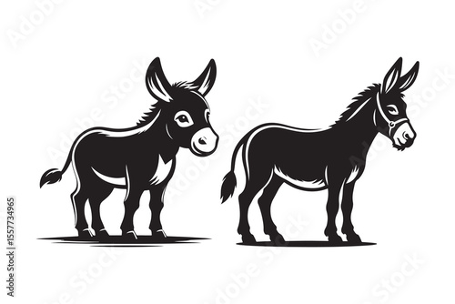 A Cartoon Style Donkey Silhouette vector