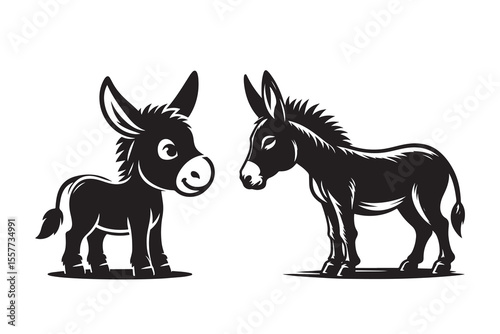 A Cartoon Style Donkey Silhouette vector