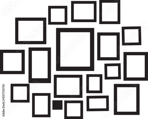 Photo Collage Layout Silhouette on White Background vector illustration