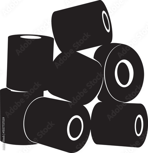 Toilet Paper Bathroom Item Silhouette on White Background vector illustration