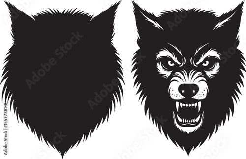 Werewolf Halloween Character Silhouette Vector on White Background vector illustration