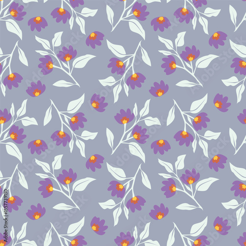 Cute feminine seamless watercolor pattern with little tiny wildflowers, hand drawn