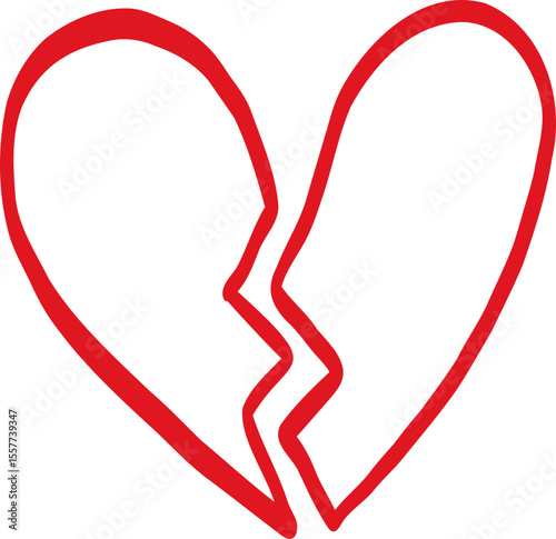 Broken Heart With Crack Line Hand Drawn