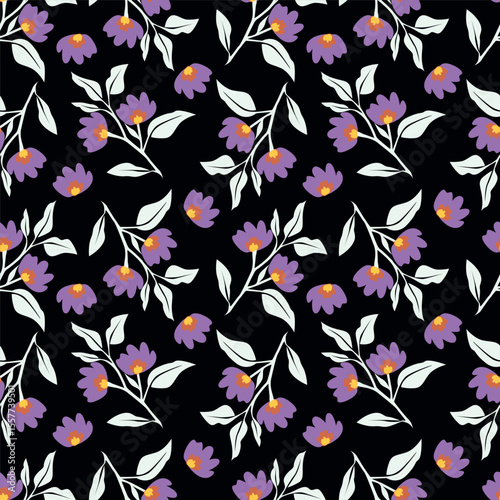 Cute feminine seamless watercolor pattern with little tiny wildflowers, hand drawn