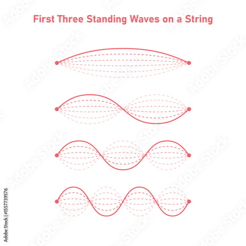 First Three Standing Waves on a String in Physics.