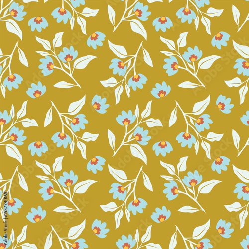 Cute feminine seamless watercolor pattern with little tiny wildflowers, hand drawn