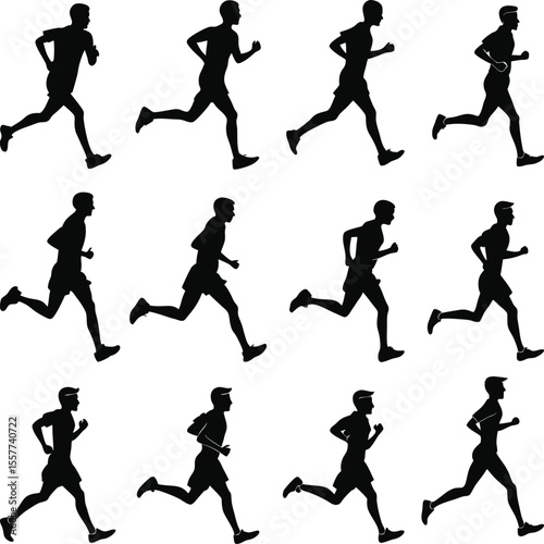 Wallpaper Mural Running man silhouette vector set with dynamic poses Torontodigital.ca