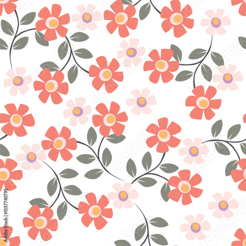 Cute feminine seamless watercolor pattern with little tiny wildflowers, hand drawn