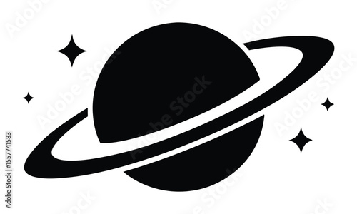 Saturn with sparkle silhouette vector, Saturn icon, Cosmos and planet vector illustration