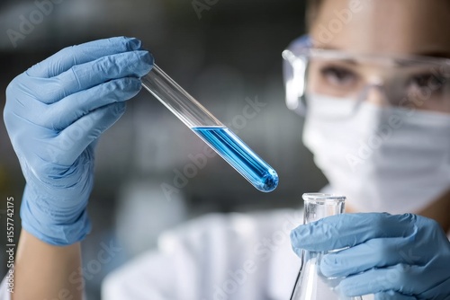Biochemistry Research Action Laboratory Experiment Pharmaceutical Sciences Test Tube Analysis Scientific Environment Close-up View