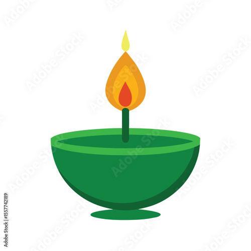 Green Bowl Candle Simple Icon Illustration