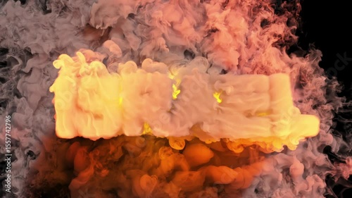 Fiery Letters Illuminated Within The Haze. Tex 