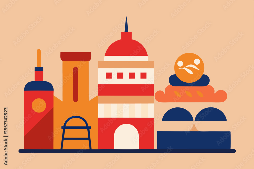 Naklejka premium vector illustration of a set of icons