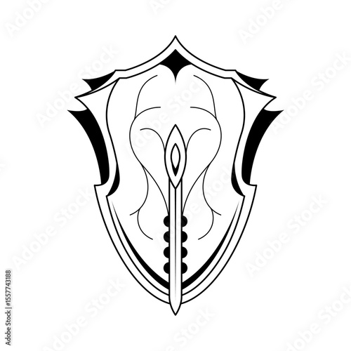 Abstract Doodle Black Line Old Shield Protection Military Fight Army Medieval History Background Vector Design Banner Party Invitation Template