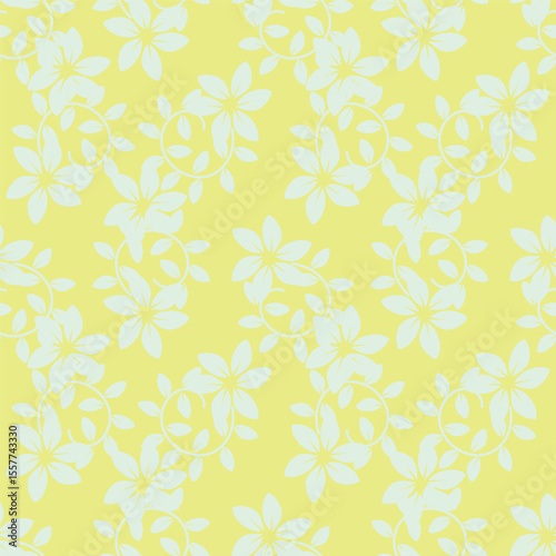 Trendy Floral pattern in the many kind of flowers. Tropical botanical Motifs scattered random. Seamless vector texture. For fashion prints. Printing with in hand drawn style on peach background
