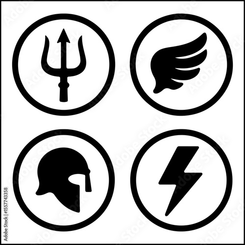 Mythology icons vector set