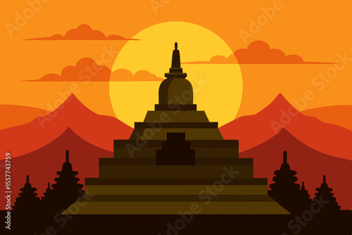 sunrise at borobudur temple indonesia