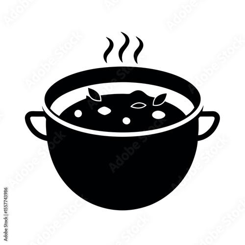 beef stew soup silhouette vector illustration black