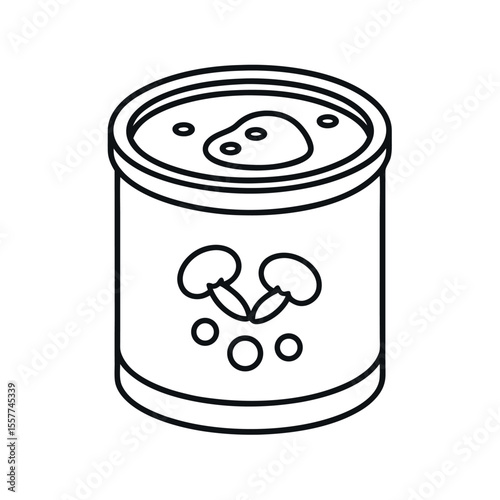 mushroom soup white outline vector line drawing