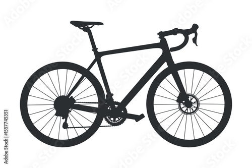 Silhouette of a modern road bicycle with detailed components black silhouette bike against white background bike bike silhouette cycling sport bike racing bike