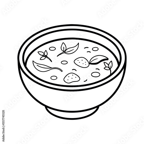 avgolemono soup outline vector white art style