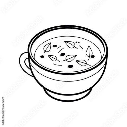 avgolemono soup white background line drawing