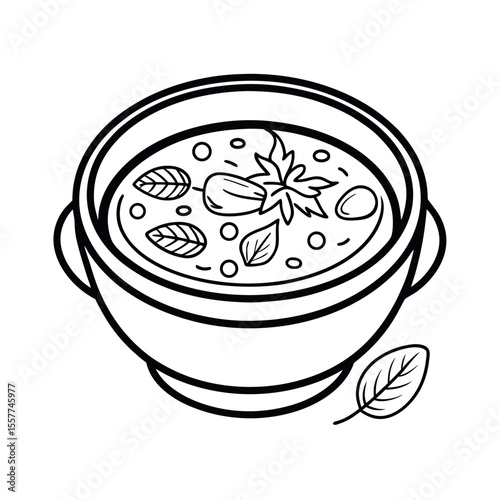 borscht soup white outline drawing vector image