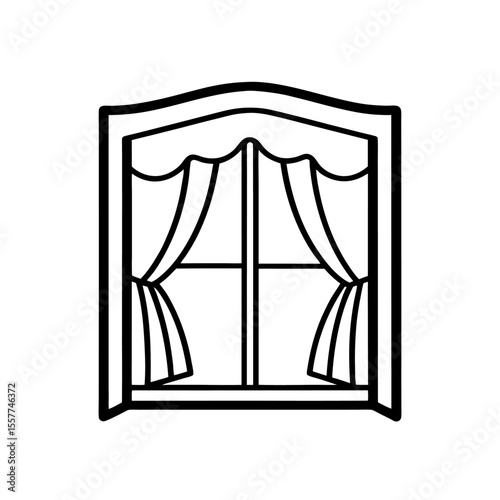 double pane window with open curtain