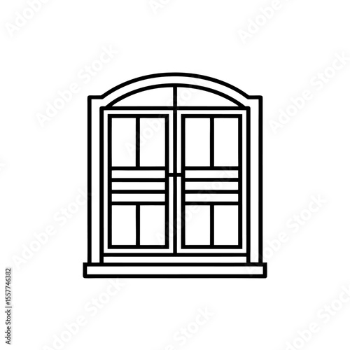  window with outward opening shutters icon