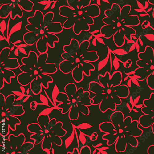 Cute feminine seamless watercolor pattern with little tiny wildflowers, hand drawn